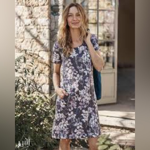J. Jill Purple Floral Midi Dress - Picture 1 of 11